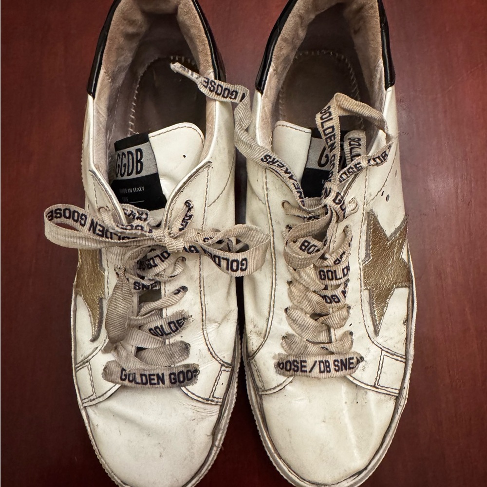 Golden Goose White Sneakers with Gold Star